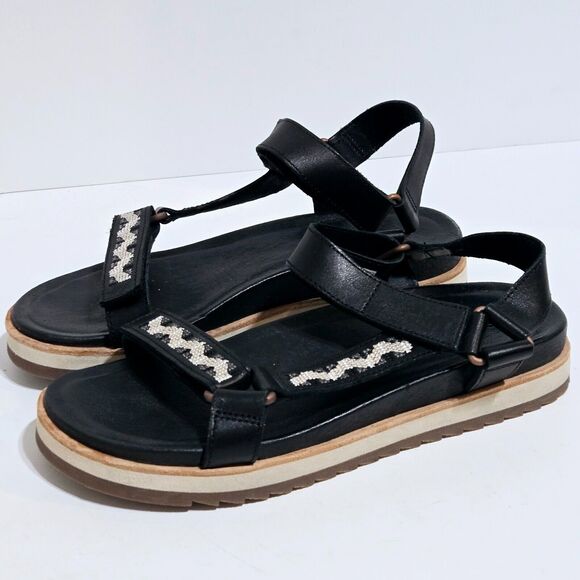 Merrell Women Size 8/39 Juno Adjustable Strap Sandals Black Leather Southwestern - Picture 5 of 8